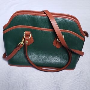 Vntg LIZ CLAIBORNE green brown faux leather purse
